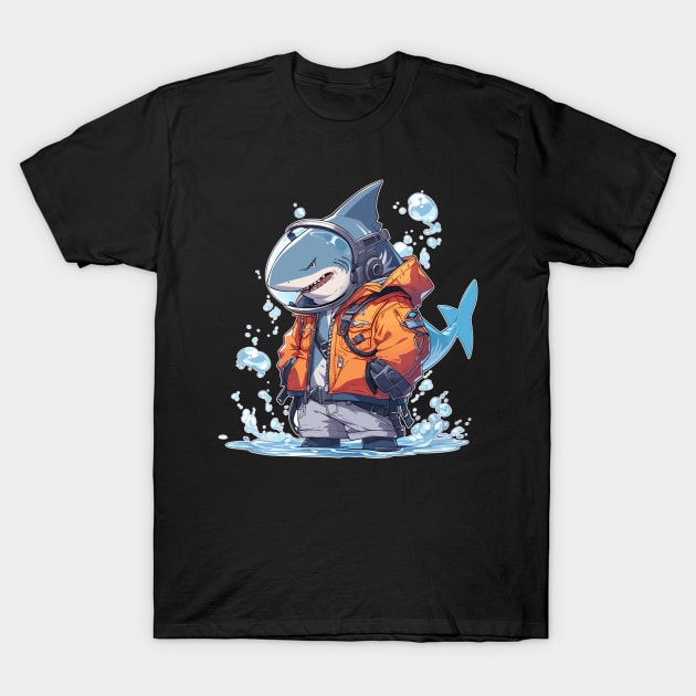 Anime Deep Sea Diver Shark T-Shirt by DanielLiamGill